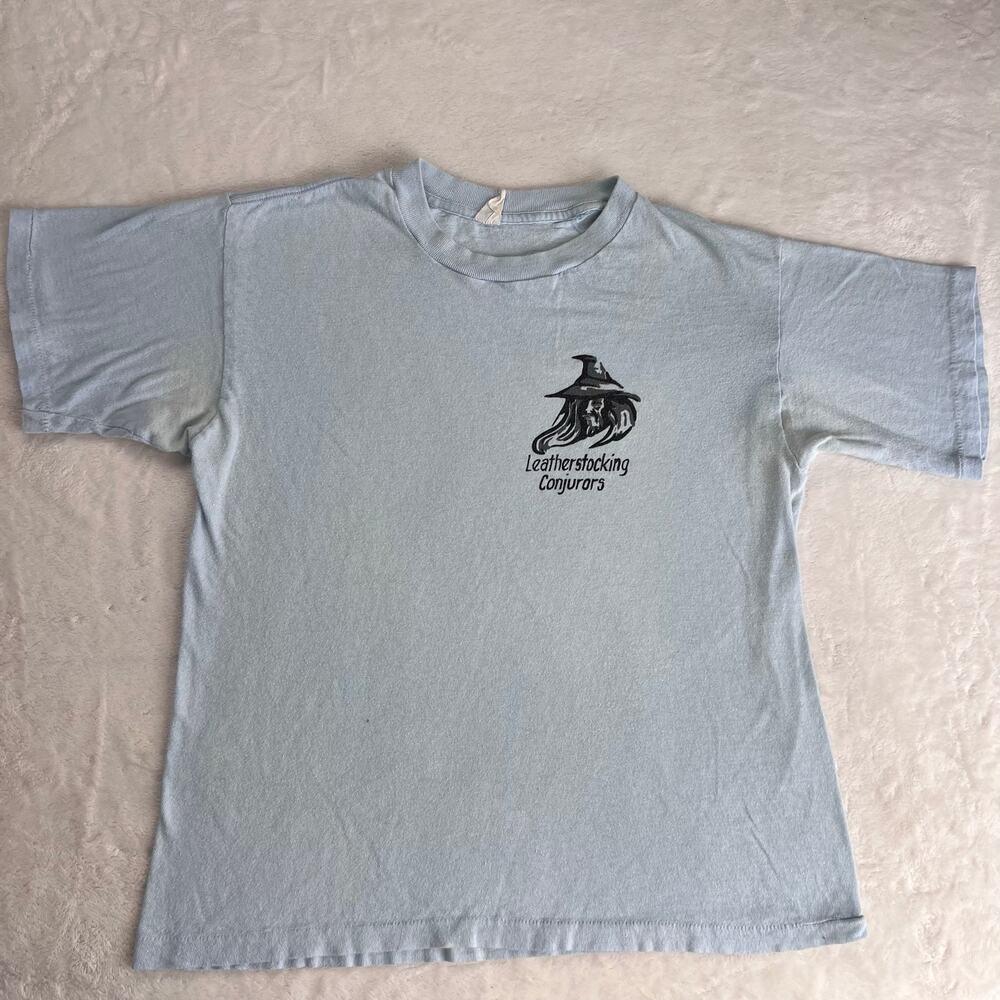 Leatherstocking Conjurers Vintage single stitch T-shirt size small/medium Blue